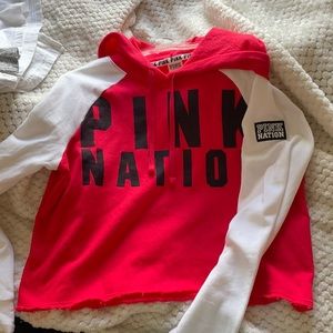 PINK nation crop top hoodie